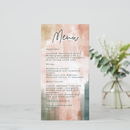 Abstrakte Wasserfarbe Pinselstriche Hochzeitkarte (Stehend Vorderseite)