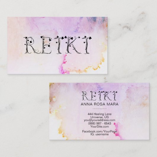*~* Abstrakte Wasserfarbe REIKI Ivy Pastel Visitenkarte (Vorne/Hinten)