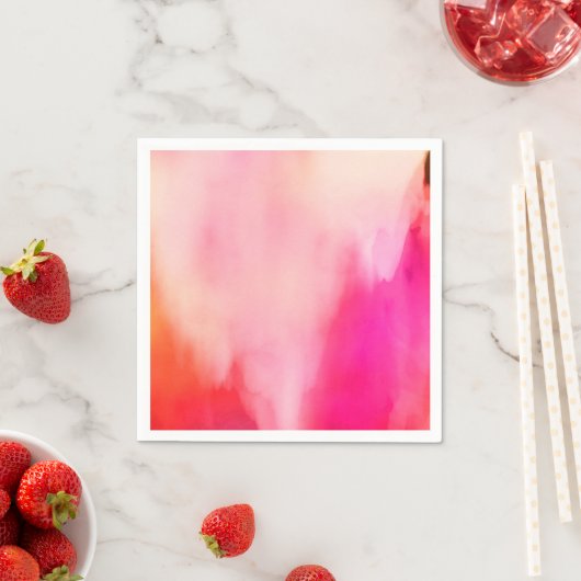 Abstrakte Wasserfarbe Rosa Koralle Orange Farblich Serviette (Beispiel)