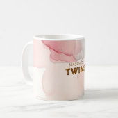 Abstrakte Wasserfarbe Rosa Mama zu Twins Kaffeetasse (Vorderseite Links)
