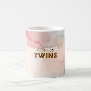 Abstrakte Wasserfarbe Rosa Mama zu Twins Kaffeetasse