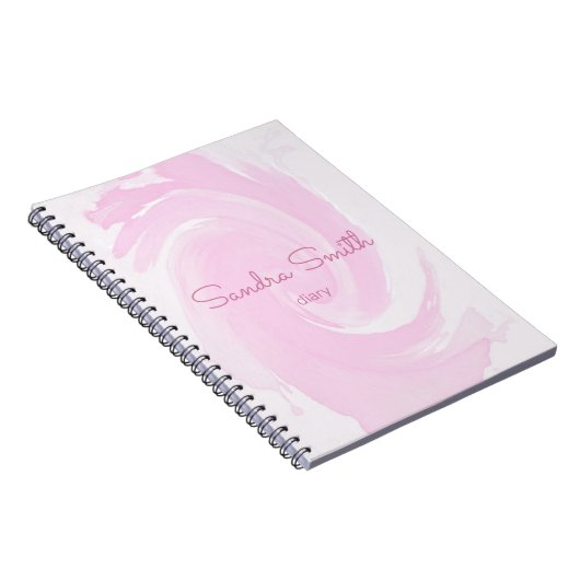 Abstrakte Wasserfarbe Rosa Pinselstriche Spirale Notizblock (Rechte Seite)