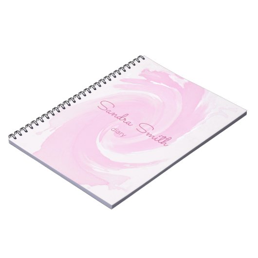 Abstrakte Wasserfarbe Rosa Pinselstriche Spirale Notizblock (Linke Seite)