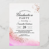 Abstrakte Wasserfarbe Rosa Pinselstriche Stroke & Folieneinladung (Vorderseite)