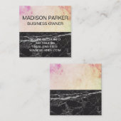 Abstrakte Wasserfarbe | Schwarzer Marmor Quadratische Visitenkarte (Vorne/Hinten)