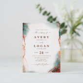 Abstrakte Wasserfarbe Terra Cotta Hochzeit Einladu Ankündigungspostkarte (Stehend Vorderseite)