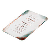 Abstrakte Wasserfarbe Terra Cotta Hochzeit Einladu Magnet (Linke Seite)