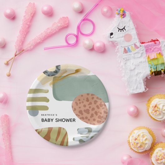 Abstrakte Wasserfarbe Tierfarbe Kinderdusche Pappteller (Party)