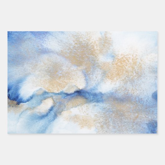 Abstrakte Wasserfarbe und Gold  Geschenkpapier Set (Vorderseite 3)