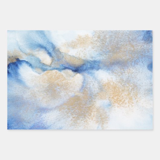 Abstrakte Wasserfarbe und Gold  Geschenkpapier Set (Vorderseite 2)