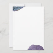 Abstrakte Wasserfarben Art Gold Navy Lila Hochzeit Einladung (Rückseite)