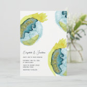 Abstrakte Wasserfarben Blau Einladung (Stehend Vorderseite)