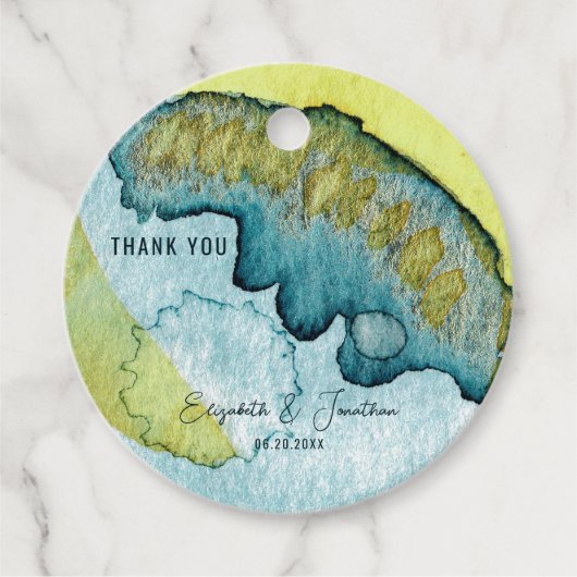 Abstrakte Wasserfarben Blau Geschenkanhänger (Vorderseite)