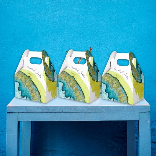 Abstrakte Wasserfarben Blau Geschenkschachtel