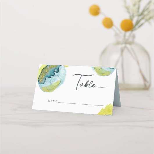 Abstrakte Wasserfarben Blau Platzkarte (Vorderseite)