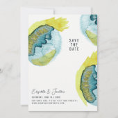 Abstrakte Wasserfarben Blau Save The Date (Vorderseite)