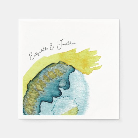 Abstrakte Wasserfarben Blau Serviette (Vorderseite)