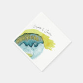 Abstrakte Wasserfarben Blau Serviette (Ecke)