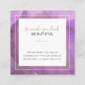 Abstrakte Wasserfarben Lila und Goldschmiedekunst Quadratische Visitenkarte (Rückseite)