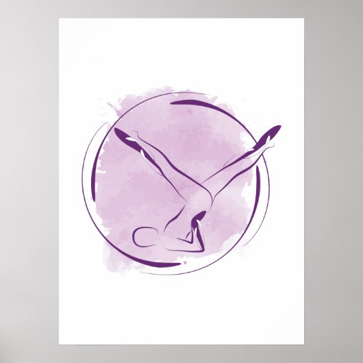 Abstrakte Wasserfarben Pilates Pose T - Shirt Poster (Vorne)