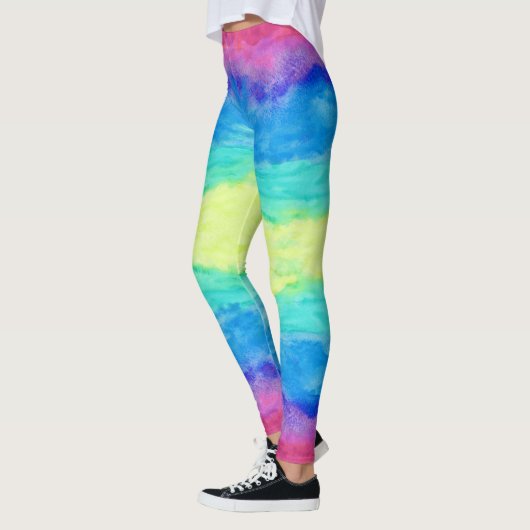 Abstrakte Wasserfarben Pinselstriche Leggings (Links)