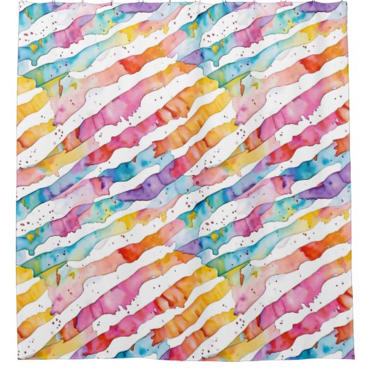 Abstrakte Wasserfarben Streifen Duschvorhang (Vorderseite)