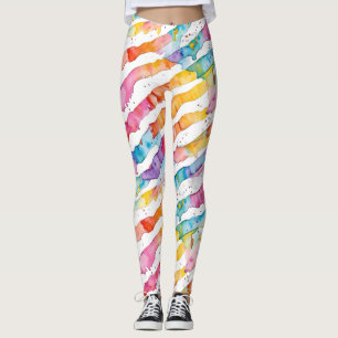 Abstrakte Wasserfarben Streifen Leggings