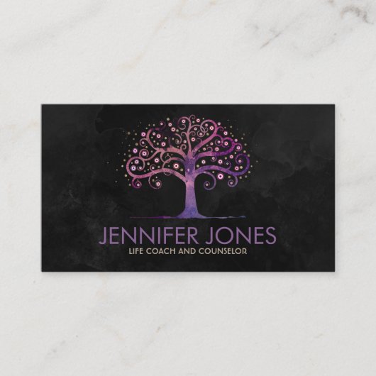 Abstrakte Wasserfarbenbaum Violet Lila Visitenkarte (Vorderseite)