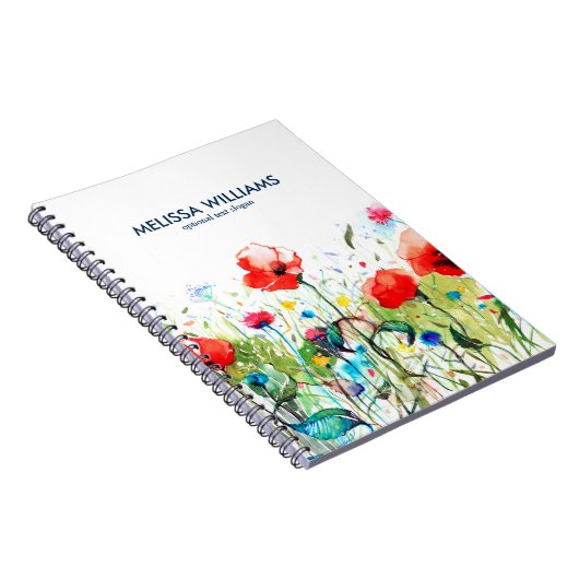 Abstrakte Wasserfarbenfrohe Frühlingsblumen Notizblock (Rechte Seite)
