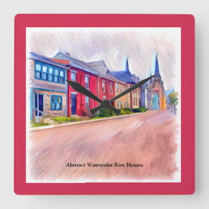 Abstrakte Wasserfarbengewässer Quadratische Wanduhr