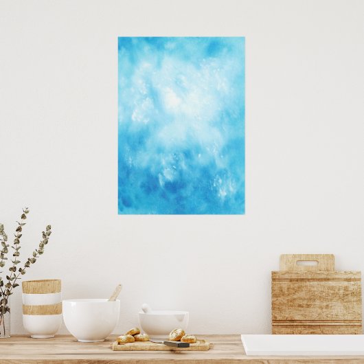 Abstrakte Wasserfarbenhintergründe: blau Poster (Küche)