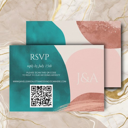 Abstrakte Wasserfarbenhochzeit RSVP Karte