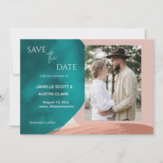 Abstrakte Wasserfarbenhochzeit Save The Date (Vorderseite)
