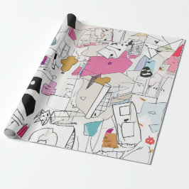 Abstrakte Wasserfarbenkollage Geschenkpapier