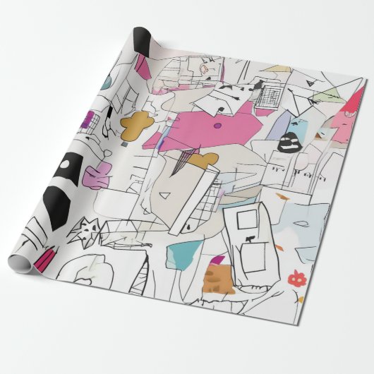 Abstrakte Wasserfarbenkollage Geschenkpapier (Ungerollt)