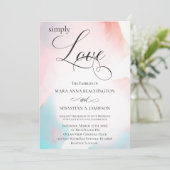 *~* Abstrakte Wasserfarbenkorallenhochzeit Einladung (Stehend Vorderseite)