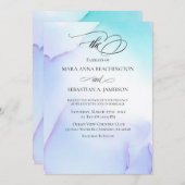 *~* Abstrakte Wasserfarbenlavender Minze Hochzeit Einladung (Vorne/Hinten)