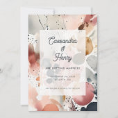 Abstrakte Wasserfarbenprägung Save The Date (Vorderseite)