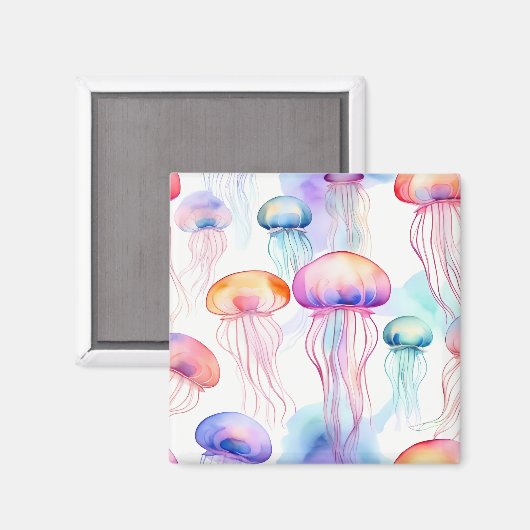 Abstrakte Wasserfarbenqualle Magnet (Vorderseite/Rückseite)