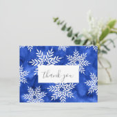 Abstrakte Wasserfarbenschneeflocken Dankeskarte (Stehend Vorderseite)