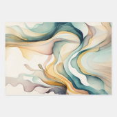 Abstrakte Wasserfarbenwellen. Modern Flow Motion Geschenkpapier Set (Vorderseite 2)