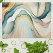 Abstrakte Wasserfarbenwellen. Modern Flow Motion Geschirrtuch (Gefaltet)