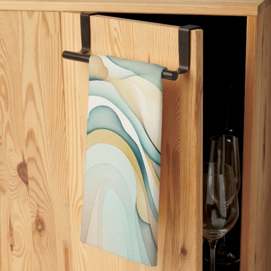 Abstrakte Wasserfarbenwellen. Modern Flow Motion Geschirrtuch (Drittel gefaltet)