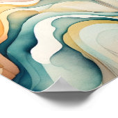 Abstrakte Wasserfarbenwellen. Modern Flow Motion Poster (Ecke)