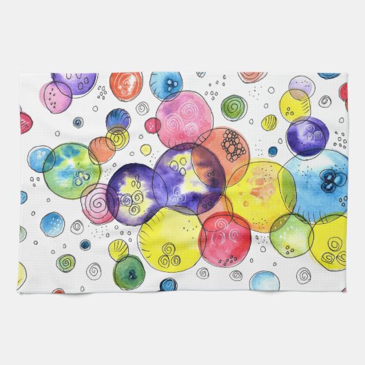 Abstrakte Wasserfarbkreise Geschirrtuch (Horizontal)