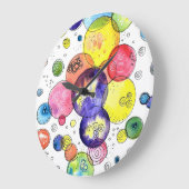 Abstrakte Wasserfarbkreise Große Wanduhr (Winkel)