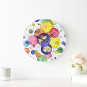 Abstrakte Wasserfarbkreise Große Wanduhr (Zuhause)