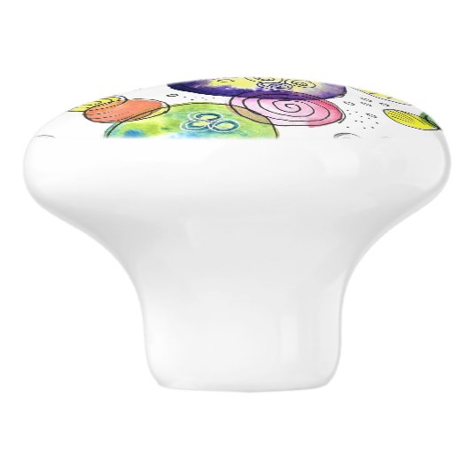 Abstrakte Wasserfarbkreise Keramikknauf (Seitenansicht)