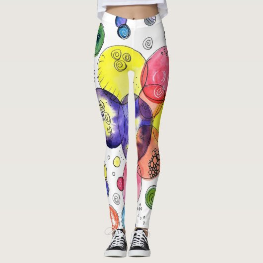 Abstrakte Wasserfarbkreise Leggings (Vorderseite)