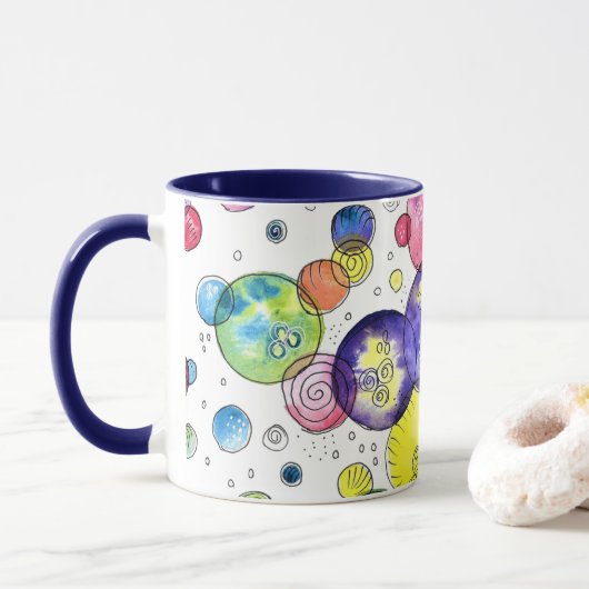 Abstrakte Wasserfarbkreise Tasse (Mit Donut)